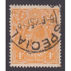 Australian    King George V    4d Orange   Single Crown WMK  Plate Variety 1L49